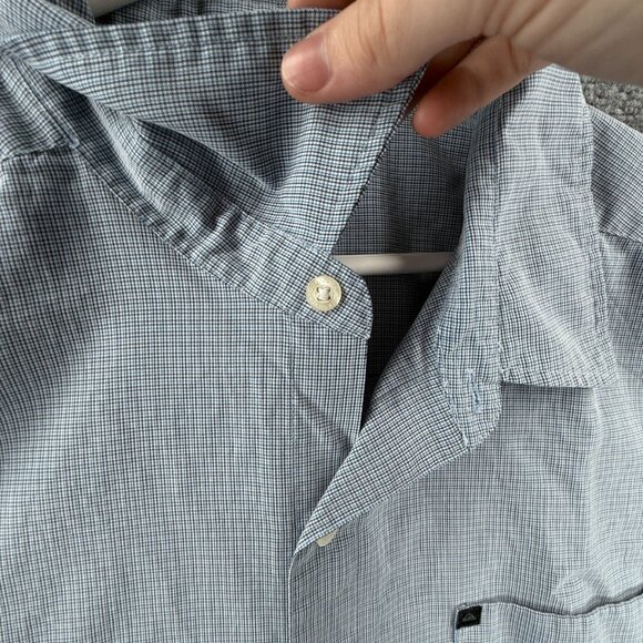 Quiksilver Short Sleeve 2XL Check Blue Streetwear Shirt Button Up Men Surf Skate - Picture 8 of 13